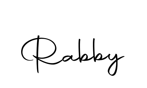 Use a signature maker to create a handwritten signature online. With this signature software, you can design (Autography-DOLnW) your own signature for name Rabby. Rabby signature style 10 images and pictures png