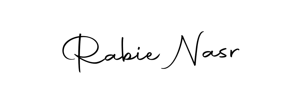 How to make Rabie Nasr name signature. Use Autography-DOLnW style for creating short signs online. This is the latest handwritten sign. Rabie Nasr signature style 10 images and pictures png