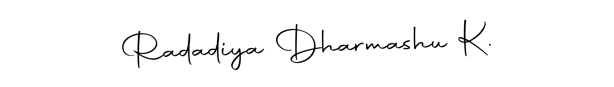 You should practise on your own different ways (Autography-DOLnW) to write your name (Radadiya Dharmashu K.) in signature. don't let someone else do it for you. Radadiya Dharmashu K. signature style 10 images and pictures png