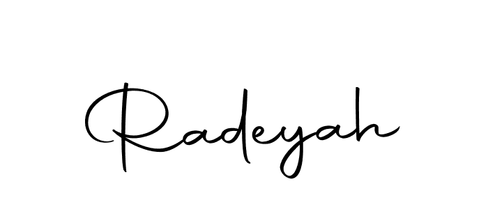 Design your own signature with our free online signature maker. With this signature software, you can create a handwritten (Autography-DOLnW) signature for name Radeyah. Radeyah signature style 10 images and pictures png