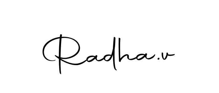 Use a signature maker to create a handwritten signature online. With this signature software, you can design (Autography-DOLnW) your own signature for name Radha.v. Radha.v signature style 10 images and pictures png