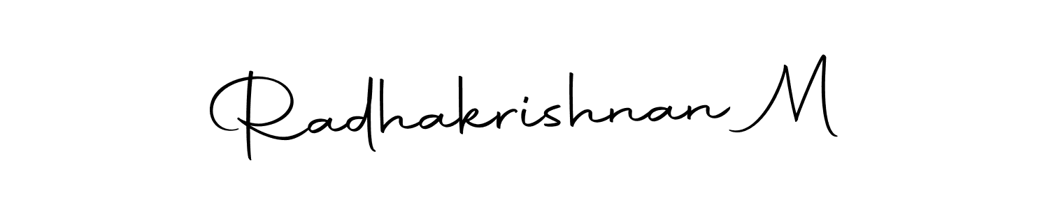 You should practise on your own different ways (Autography-DOLnW) to write your name (Radhakrishnan M) in signature. don't let someone else do it for you. Radhakrishnan M signature style 10 images and pictures png