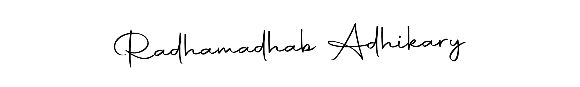 The best way (Autography-DOLnW) to make a short signature is to pick only two or three words in your name. The name Radhamadhab Adhikary include a total of six letters. For converting this name. Radhamadhab Adhikary signature style 10 images and pictures png