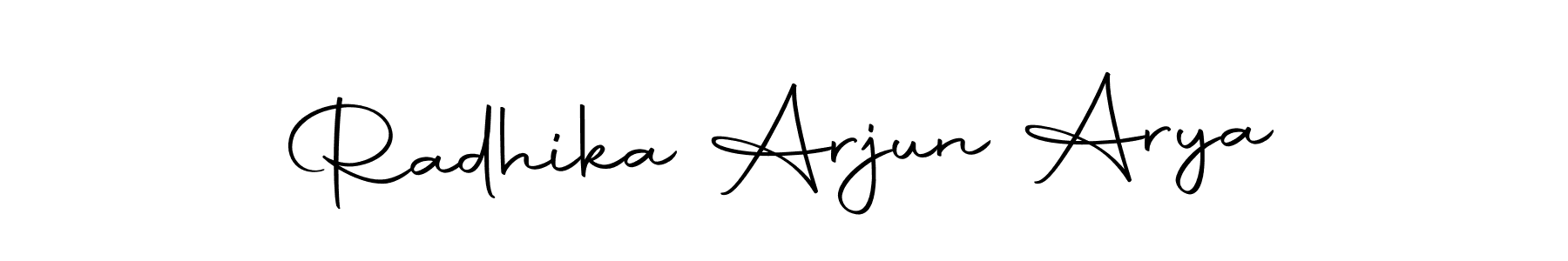 How to make Radhika Arjun Arya name signature. Use Autography-DOLnW style for creating short signs online. This is the latest handwritten sign. Radhika Arjun Arya signature style 10 images and pictures png