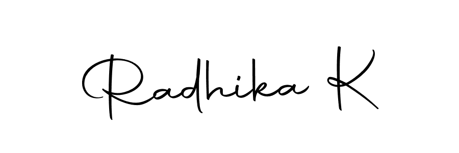 Create a beautiful signature design for name Radhika K. With this signature (Autography-DOLnW) fonts, you can make a handwritten signature for free. Radhika K signature style 10 images and pictures png