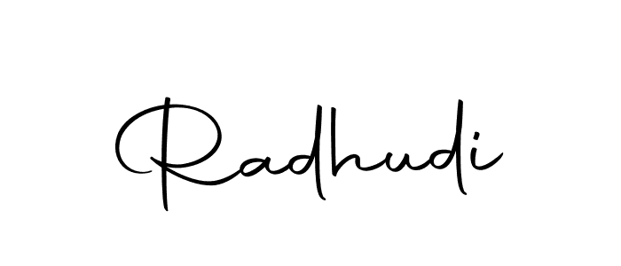 You should practise on your own different ways (Autography-DOLnW) to write your name (Radhudi) in signature. don't let someone else do it for you. Radhudi signature style 10 images and pictures png