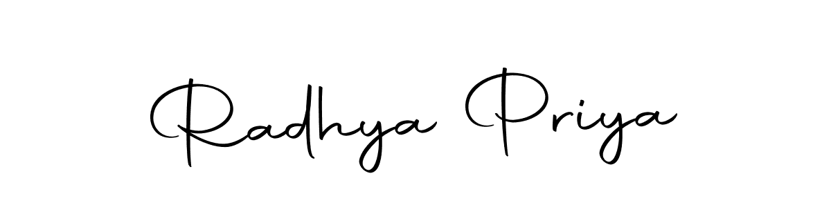 How to make Radhya Priya name signature. Use Autography-DOLnW style for creating short signs online. This is the latest handwritten sign. Radhya Priya signature style 10 images and pictures png