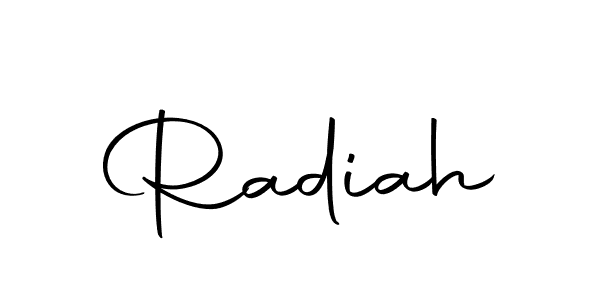 Design your own signature with our free online signature maker. With this signature software, you can create a handwritten (Autography-DOLnW) signature for name Radiah. Radiah signature style 10 images and pictures png