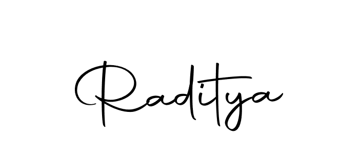 Design your own signature with our free online signature maker. With this signature software, you can create a handwritten (Autography-DOLnW) signature for name Raditya. Raditya signature style 10 images and pictures png