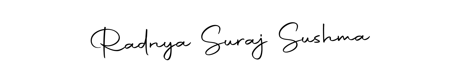 How to make Radnya Suraj Sushma name signature. Use Autography-DOLnW style for creating short signs online. This is the latest handwritten sign. Radnya Suraj Sushma signature style 10 images and pictures png