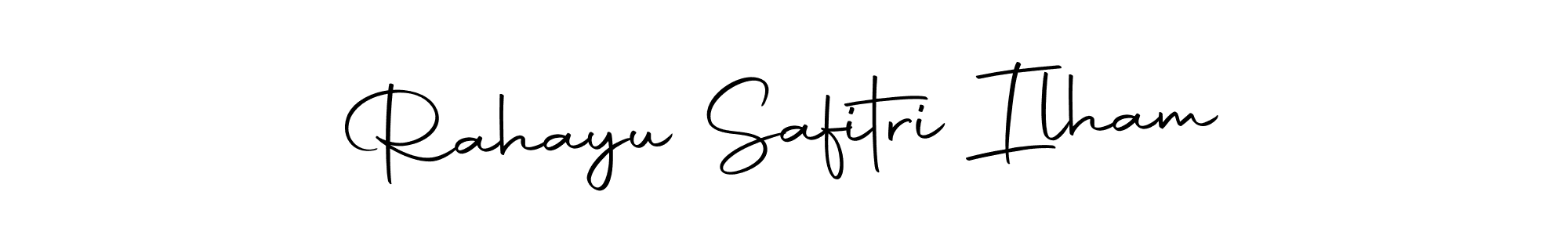 How to make Rahayu Safitri Ilham name signature. Use Autography-DOLnW style for creating short signs online. This is the latest handwritten sign. Rahayu Safitri Ilham signature style 10 images and pictures png