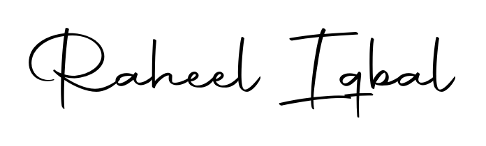 Practice writing Raheel Iqbal with the flow of Autography-DOLnW lettering. A fantastic source of inspiration for developing your personal signature style. Raheel Iqbal signature style 10 images and pictures png