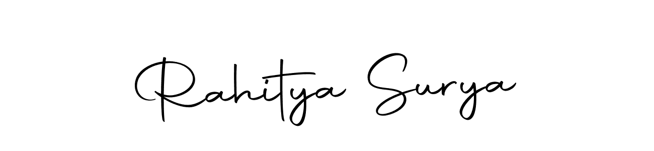 The best way (Autography-DOLnW) to make a short signature is to pick only two or three words in your name. The name Rahitya Surya include a total of six letters. For converting this name. Rahitya Surya signature style 10 images and pictures png