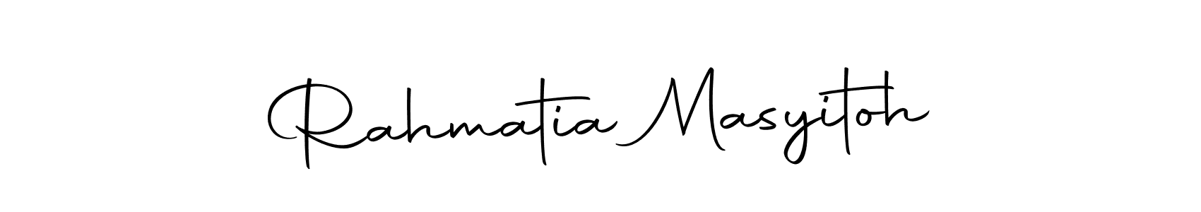 How to make Rahmatia Masyitoh name signature. Use Autography-DOLnW style for creating short signs online. This is the latest handwritten sign. Rahmatia Masyitoh signature style 10 images and pictures png