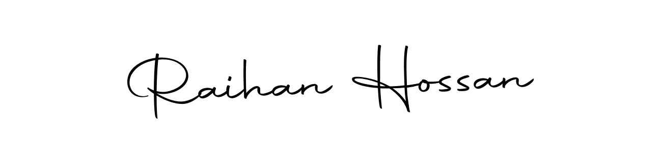 How to make Raihan Hossan name signature. Use Autography-DOLnW style for creating short signs online. This is the latest handwritten sign. Raihan Hossan signature style 10 images and pictures png
