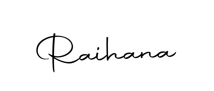 Design your own signature with our free online signature maker. With this signature software, you can create a handwritten (Autography-DOLnW) signature for name Raihana. Raihana signature style 10 images and pictures png