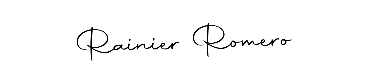 This is the best signature style for the Rainier Romero name. Also you like these signature font (Autography-DOLnW). Mix name signature. Rainier Romero signature style 10 images and pictures png