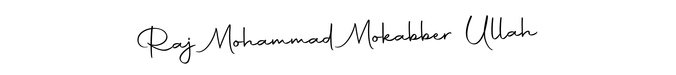 The best way (Autography-DOLnW) to make a short signature is to pick only two or three words in your name. The name Raj Mohammad Mokabber Ullah include a total of six letters. For converting this name. Raj Mohammad Mokabber Ullah signature style 10 images and pictures png