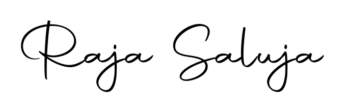Personalize your online presence with Raja Saluja signature rendered in elegant Autography-DOLnW font. Great for website footers and blogs. Raja Saluja signature style 10 images and pictures png
