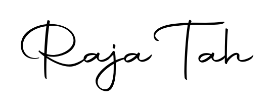 Discover how Raja Tah looks in an executive cursive font (Autography-DOLnW). Perfect for legal documents, invoices, and certificates. Raja Tah signature style 10 images and pictures png