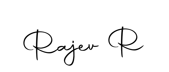 How to make Rajev R name signature. Use Autography-DOLnW style for creating short signs online. This is the latest handwritten sign. Rajev R signature style 10 images and pictures png