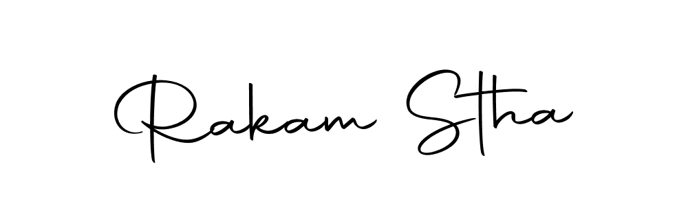 How to make Rakam Stha name signature. Use Autography-DOLnW style for creating short signs online. This is the latest handwritten sign. Rakam Stha signature style 10 images and pictures png