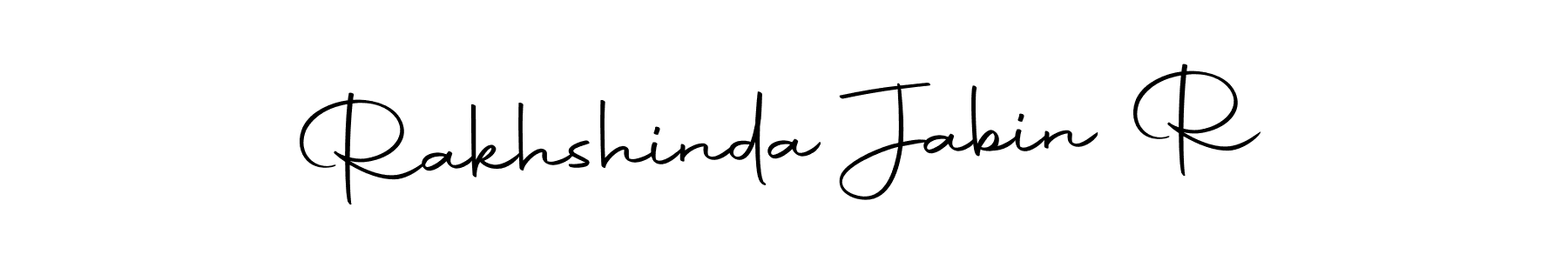 How to make Rakhshinda Jabin R name signature. Use Autography-DOLnW style for creating short signs online. This is the latest handwritten sign. Rakhshinda Jabin R signature style 10 images and pictures png