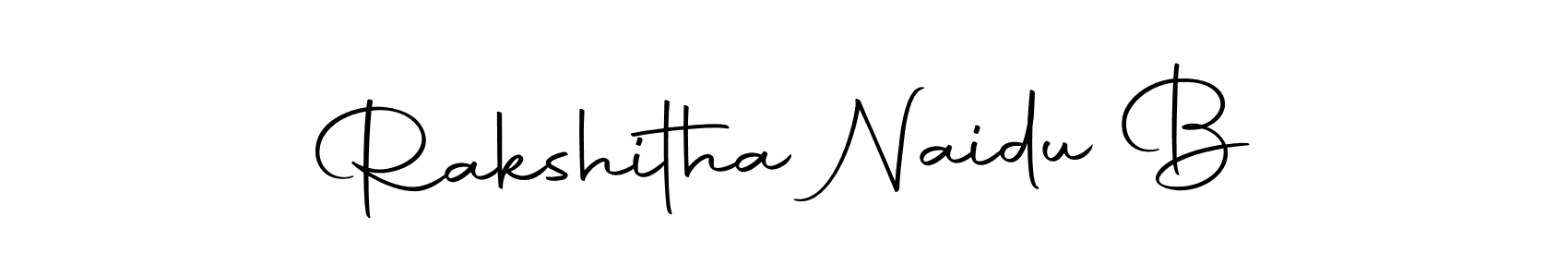 How to make Rakshitha Naidu B name signature. Use Autography-DOLnW style for creating short signs online. This is the latest handwritten sign. Rakshitha Naidu B signature style 10 images and pictures png