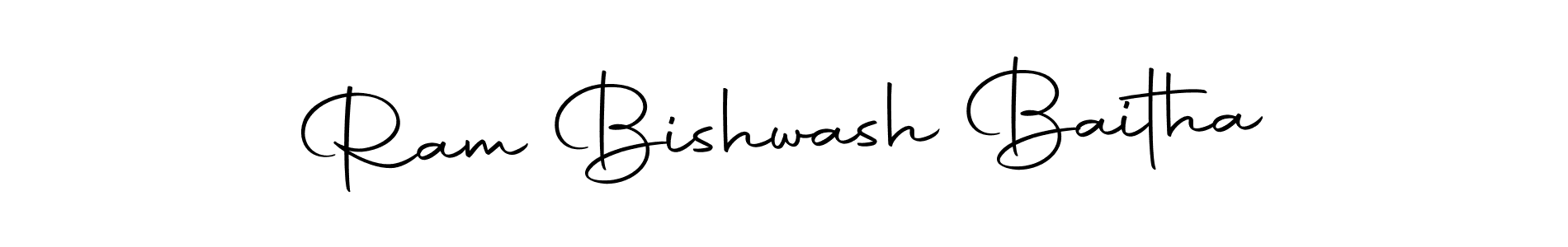 The best way (Autography-DOLnW) to make a short signature is to pick only two or three words in your name. The name Ram Bishwash Baitha include a total of six letters. For converting this name. Ram Bishwash Baitha signature style 10 images and pictures png