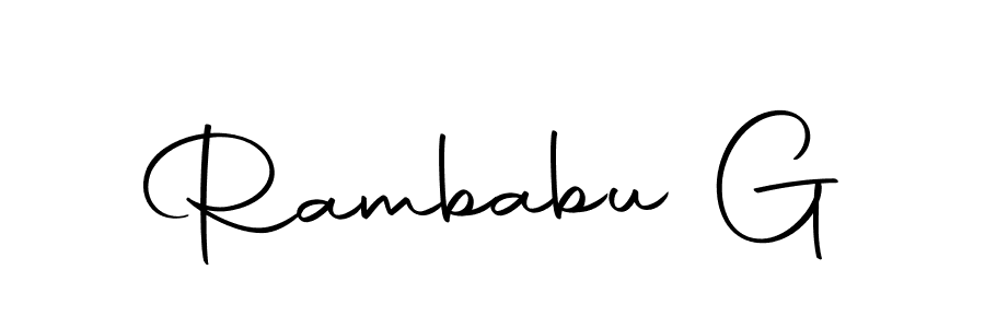 Use a signature maker to create a handwritten signature online. With this signature software, you can design (Autography-DOLnW) your own signature for name Rambabu G. Rambabu G signature style 10 images and pictures png