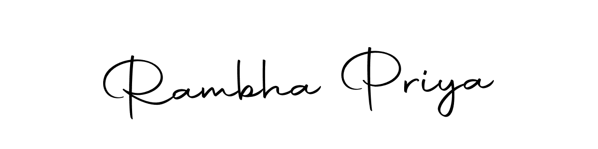 The best way (Autography-DOLnW) to make a short signature is to pick only two or three words in your name. The name Rambha Priya include a total of six letters. For converting this name. Rambha Priya signature style 10 images and pictures png