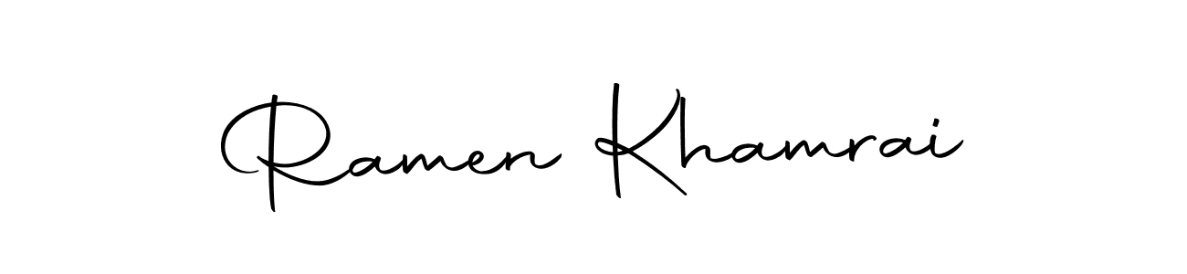 The best way (Autography-DOLnW) to make a short signature is to pick only two or three words in your name. The name Ramen Khamrai include a total of six letters. For converting this name. Ramen Khamrai signature style 10 images and pictures png