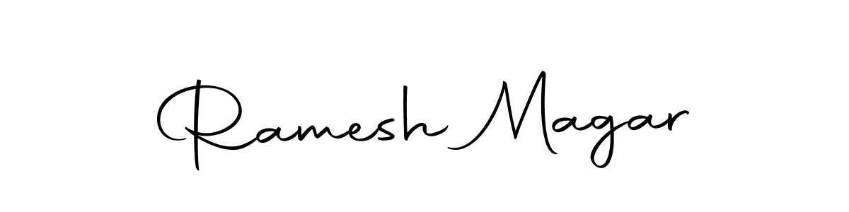 How to make Ramesh Magar name signature. Use Autography-DOLnW style for creating short signs online. This is the latest handwritten sign. Ramesh Magar signature style 10 images and pictures png