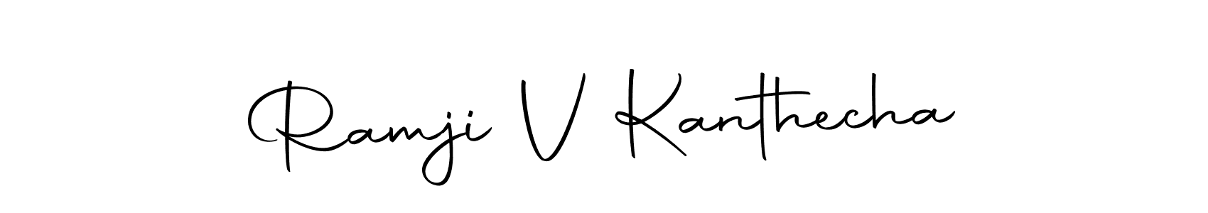The best way (Autography-DOLnW) to make a short signature is to pick only two or three words in your name. The name Ramji V Kanthecha include a total of six letters. For converting this name. Ramji V Kanthecha signature style 10 images and pictures png