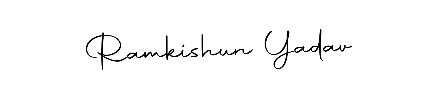 How to make Ramkishun Yadav name signature. Use Autography-DOLnW style for creating short signs online. This is the latest handwritten sign. Ramkishun Yadav signature style 10 images and pictures png