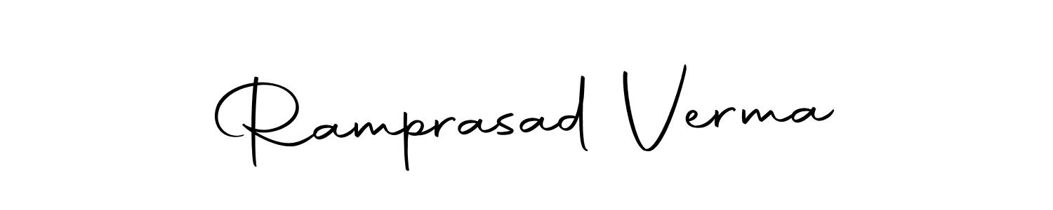 How to make Ramprasad Verma name signature. Use Autography-DOLnW style for creating short signs online. This is the latest handwritten sign. Ramprasad Verma signature style 10 images and pictures png
