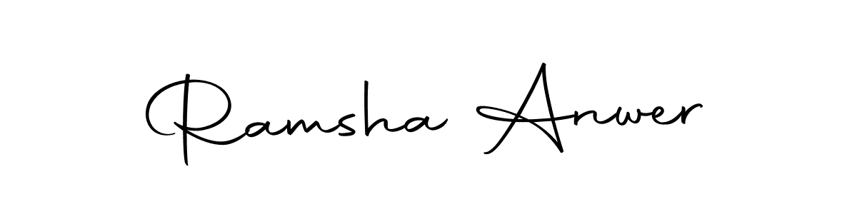 You should practise on your own different ways (Autography-DOLnW) to write your name (Ramsha Anwer) in signature. don't let someone else do it for you. Ramsha Anwer signature style 10 images and pictures png