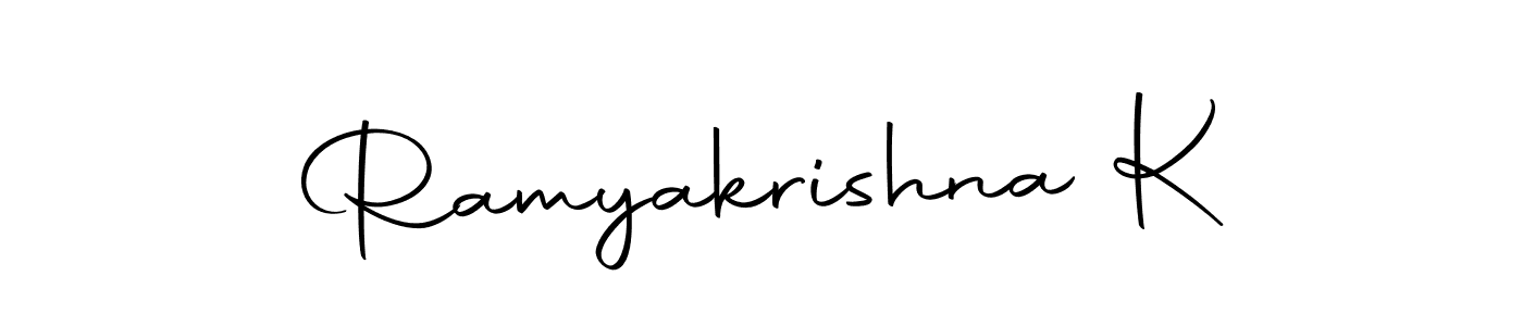How to make Ramyakrishna K name signature. Use Autography-DOLnW style for creating short signs online. This is the latest handwritten sign. Ramyakrishna K signature style 10 images and pictures png