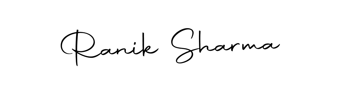 How to make Ranik Sharma name signature. Use Autography-DOLnW style for creating short signs online. This is the latest handwritten sign. Ranik Sharma signature style 10 images and pictures png