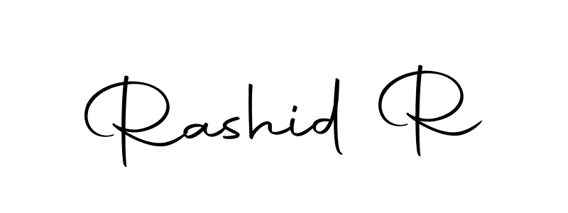 How to make Rashid R name signature. Use Autography-DOLnW style for creating short signs online. This is the latest handwritten sign. Rashid R signature style 10 images and pictures png