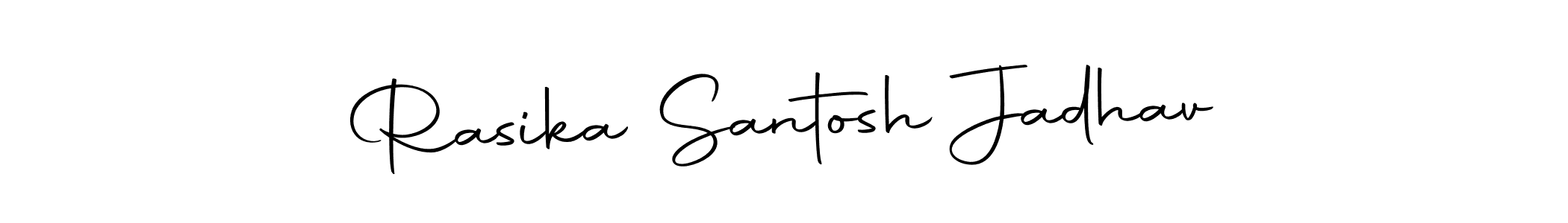 How to make Rasika Santosh Jadhav name signature. Use Autography-DOLnW style for creating short signs online. This is the latest handwritten sign. Rasika Santosh Jadhav signature style 10 images and pictures png