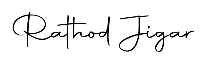 A dynamic signature style for Rathod Jigar using Autography-DOLnW script. Designed to look authentic, handwritten, and professional. Rathod Jigar signature style 10 images and pictures png