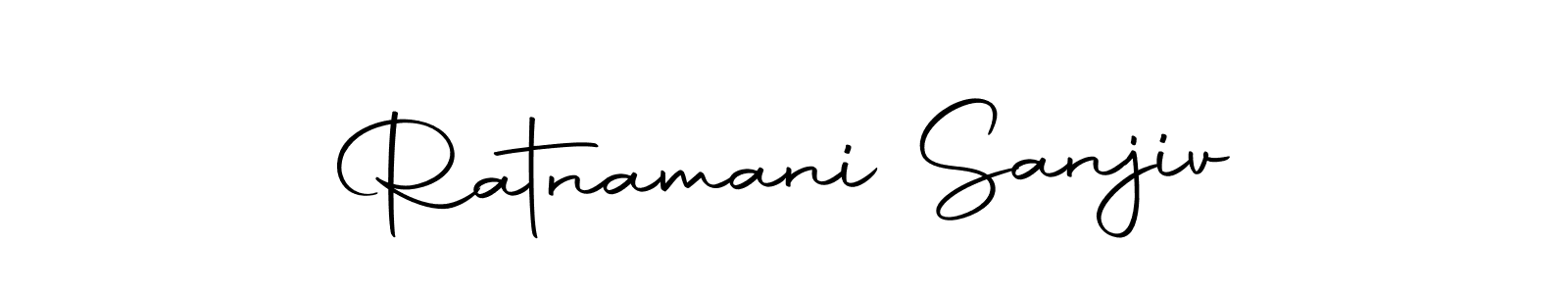 You should practise on your own different ways (Autography-DOLnW) to write your name (Ratnamani Sanjiv) in signature. don't let someone else do it for you. Ratnamani Sanjiv signature style 10 images and pictures png