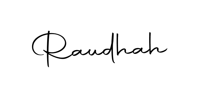 Raudhah stylish signature style. Best Handwritten Sign (Autography-DOLnW) for my name. Handwritten Signature Collection Ideas for my name Raudhah. Raudhah signature style 10 images and pictures png