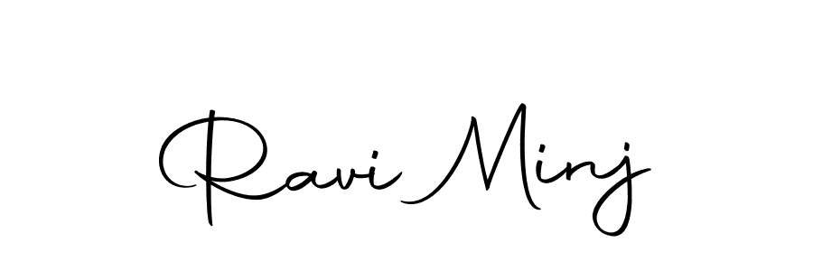 How to make Ravi Minj name signature. Use Autography-DOLnW style for creating short signs online. This is the latest handwritten sign. Ravi Minj signature style 10 images and pictures png