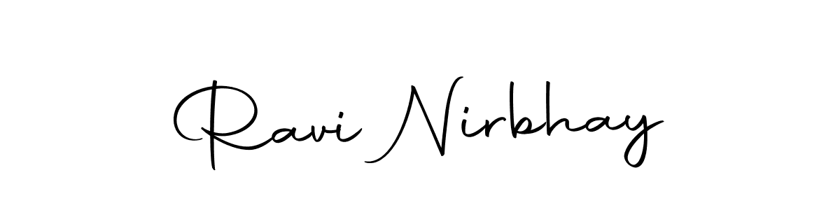 How to make Ravi Nirbhay name signature. Use Autography-DOLnW style for creating short signs online. This is the latest handwritten sign. Ravi Nirbhay signature style 10 images and pictures png