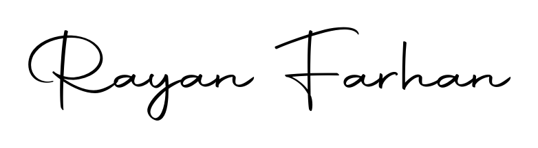 Get an exclusive digital autograph for Rayan Farhan. The Autography-DOLnW typeface captures the charm of real penmanship on paper. Rayan Farhan signature style 10 images and pictures png