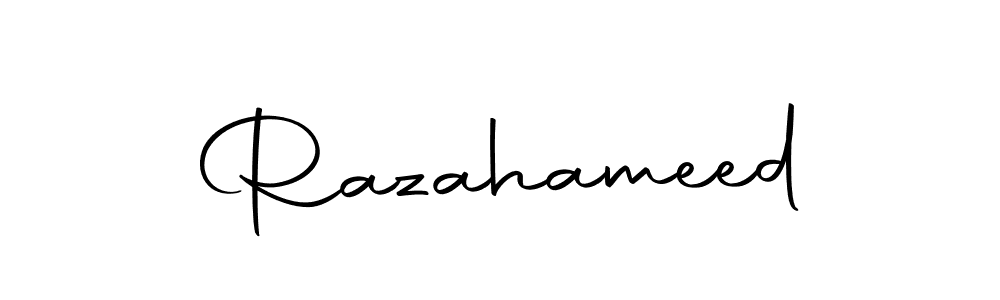 Design your own signature with our free online signature maker. With this signature software, you can create a handwritten (Autography-DOLnW) signature for name Razahameed. Razahameed signature style 10 images and pictures png