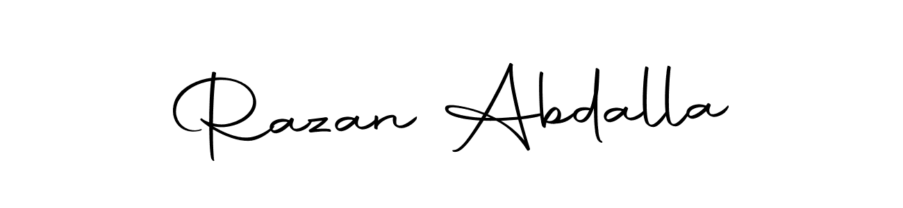 Use a signature maker to create a handwritten signature online. With this signature software, you can design (Autography-DOLnW) your own signature for name Razan Abdalla. Razan Abdalla signature style 10 images and pictures png