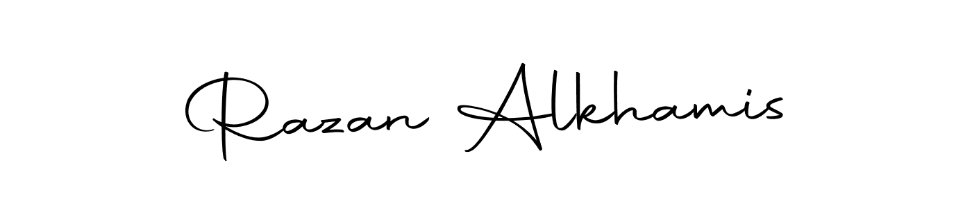 Create a beautiful signature design for name Razan Alkhamis. With this signature (Autography-DOLnW) fonts, you can make a handwritten signature for free. Razan Alkhamis signature style 10 images and pictures png